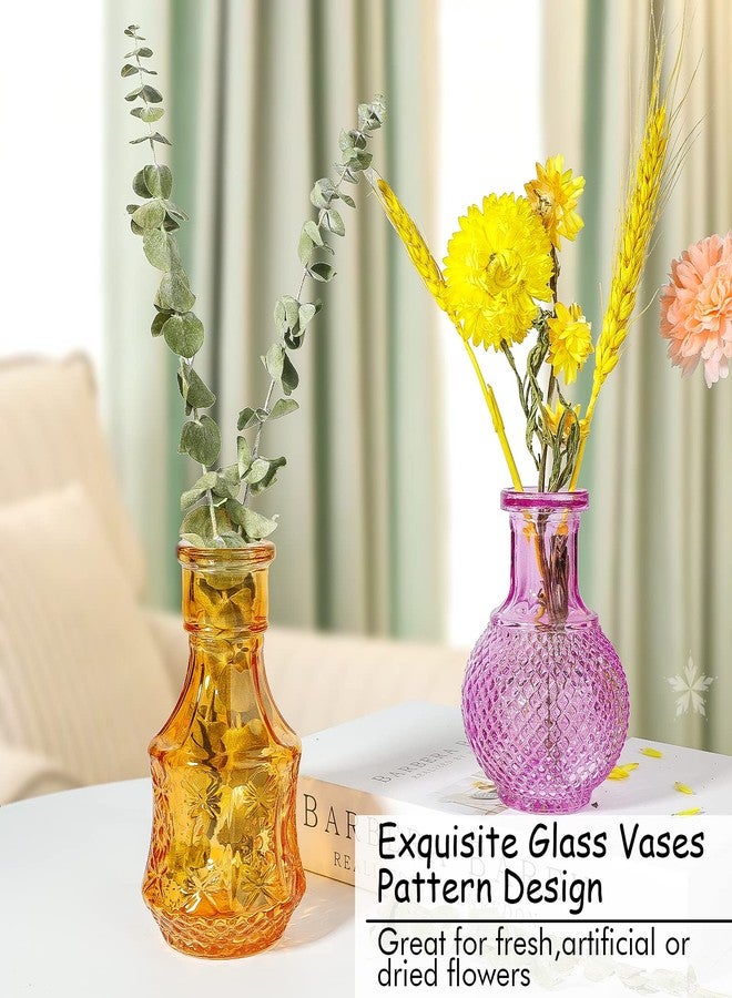 INFTYLE Glass Bud Vases Set of 12,Small Vases for Flowers,Colored Bud Vases Bulk,Mini Decor Rustic Vases for Centerpieces,Vintage Glass Bottles for Wedding, Home,Table Gift Set - Image 4